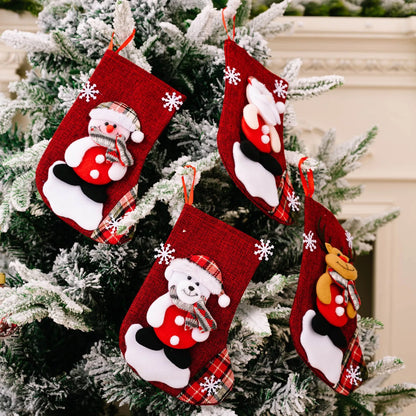 Embroidered Snowman Christmas Stockings – 4 Pack