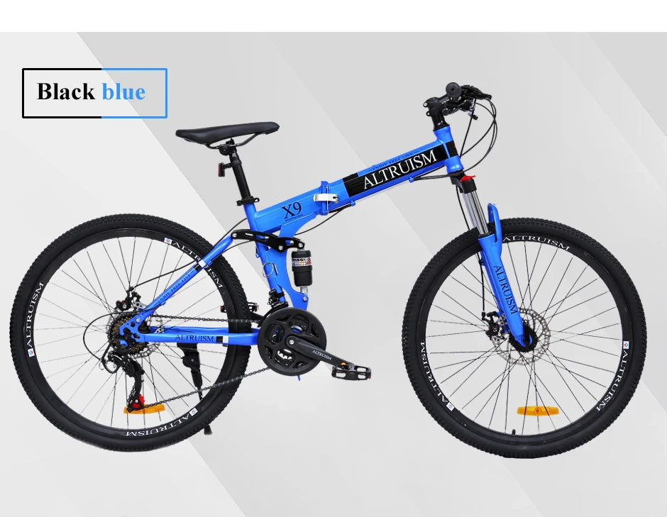 26” Folding Mountain Bike 21-Speed Shimano – Full Suspension & Disc Brakes