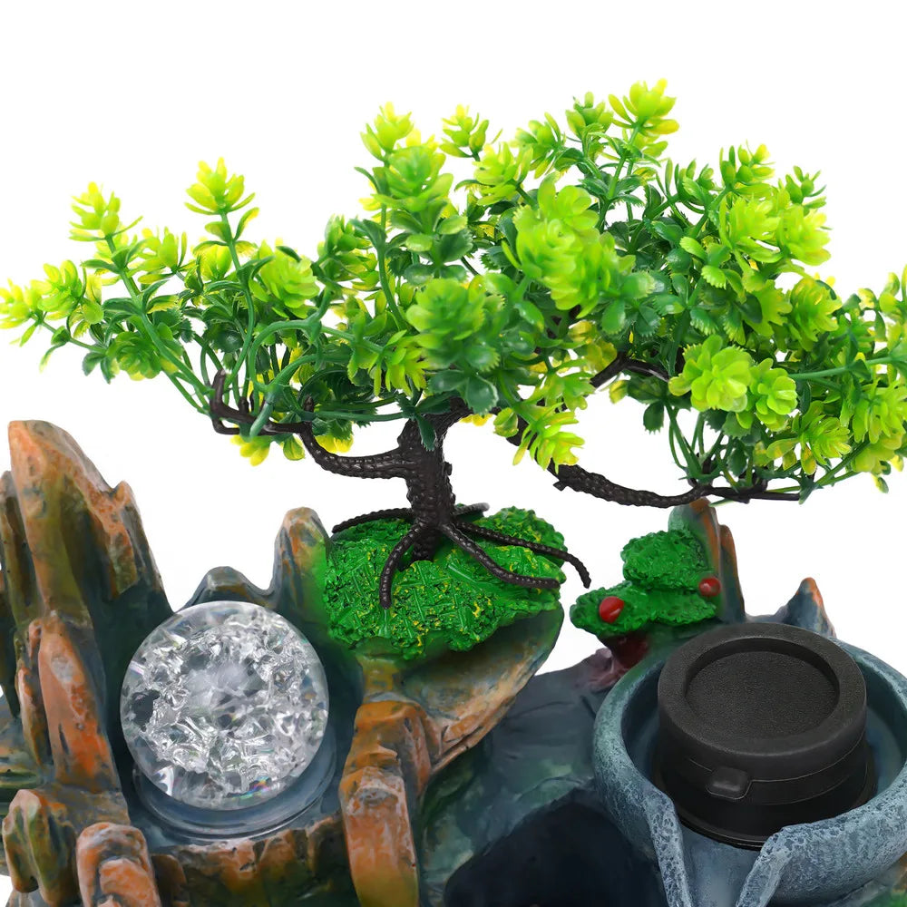 Small Rockery Water Fountain with LED Light & Mist Effect – Tranquil Tabletop Decor for Home or Office