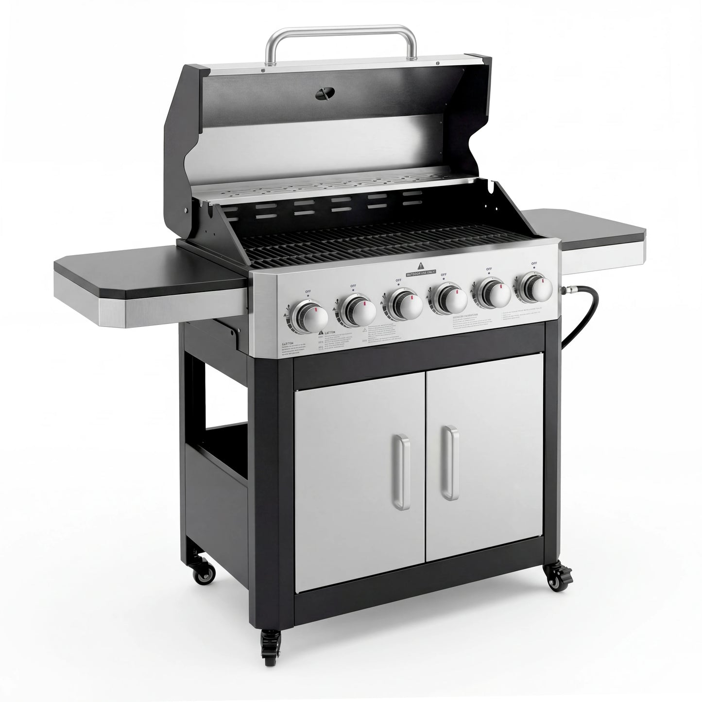 6 Burner Propane Gas Grill, 60,000 BTU Cabinet Outdoor BBQ with Warming Rack, 643 Sq. In. Cooking Area