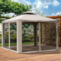 2-Tier Patio Gazebo with Mesh Walls and Steel Frame – Taupe
