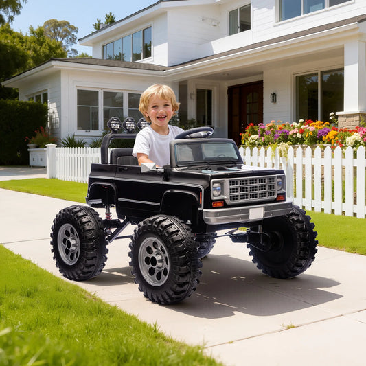 24V Off-Road Electric Ride-On Truck for Kids – Dual Motors – Big Wheels – MP3, Remote Control, LED Lights – Black