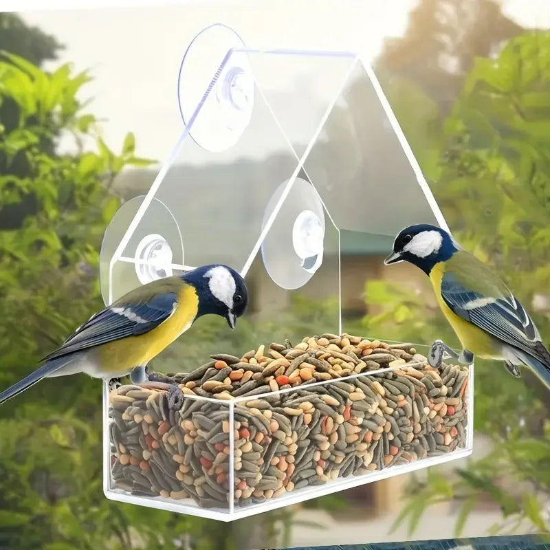 Transparent Window Bird Feeder with Strong Suction Cups for Wild Birds