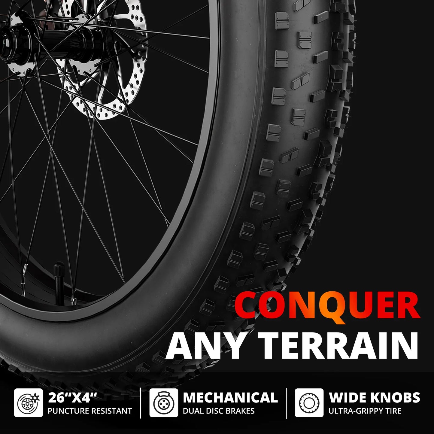 AMYET EB26 1000W Electric Bike with 26" Fat Tires & 48V Battery