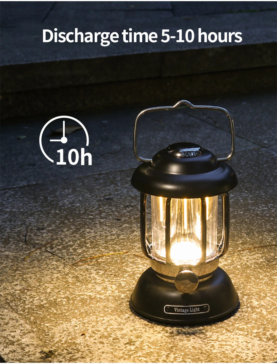 Outdoor Vintage Camping Lantern USB Rechargeable Retro LED Light Portable Waterproof Emergency Lamp