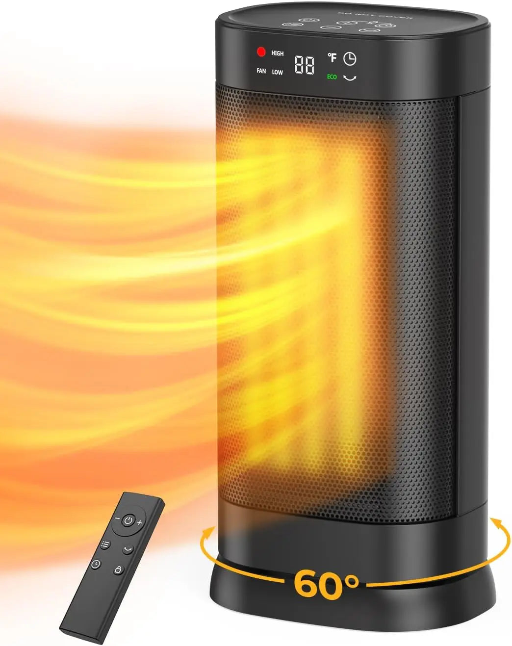 Portable 1500W Ceramic Heater with Thermostat, Oscillation, ECO Mode & Remote – Safe & Smart Indoor Heating