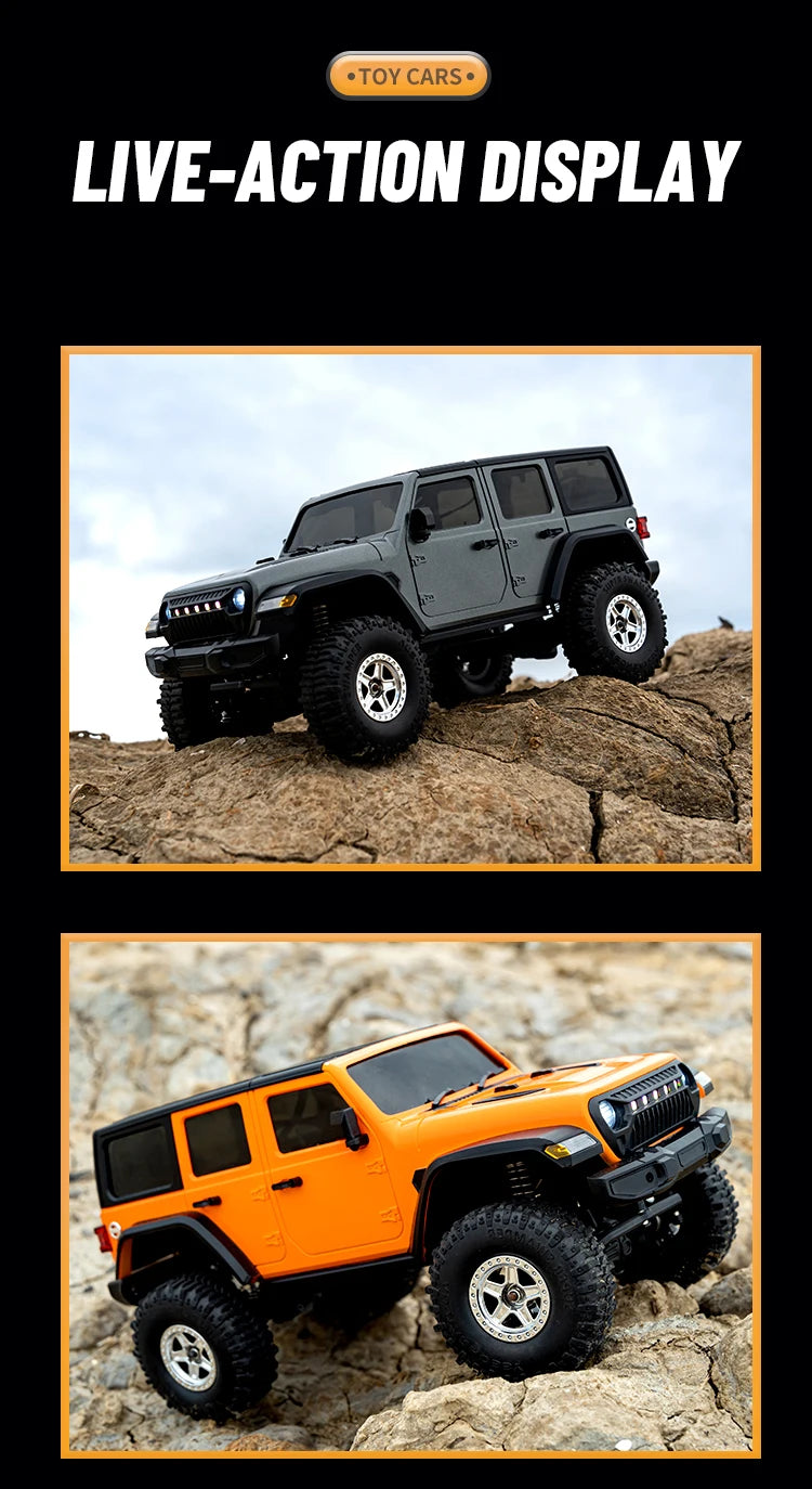 C8801 1:18 RC Climbing Jeep – 4WD Off-Road Rock Crawler with Lights, 2.4GHz Remote, 370 Motor & Simulation Body