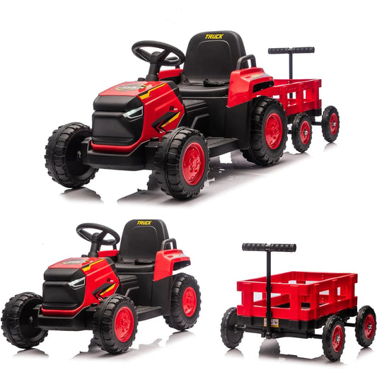 12V Ride-On Tractor with Detachable Trailer – Electric Kids' Truck with Remote Control, Bluetooth Music & 8-Wheel Design for Ages 3–8