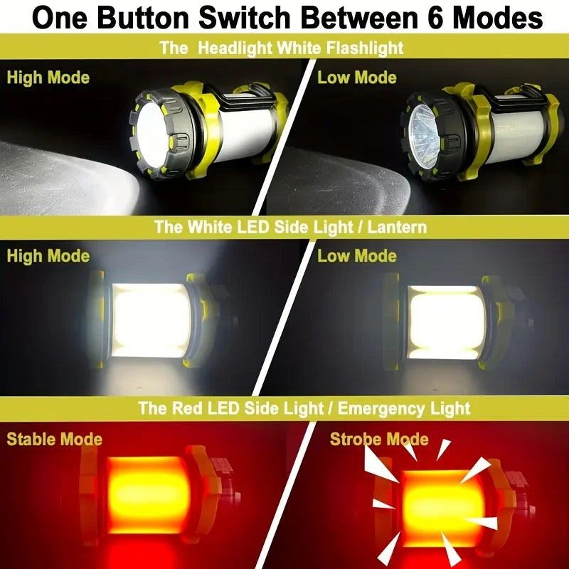 Rechargeable LED Camping Lantern 1000LM Flashlight with Power Bank & 6 Lighting Modes