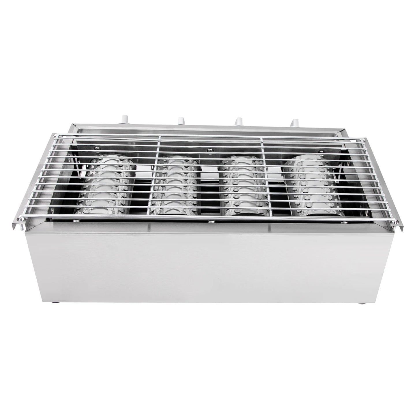 Portable 4-Burner Stainless Steel LPG Gas Grill – Smokeless Tabletop BBQ Grill with Adjustable Height and Removable Grate for Outdoor Cooking