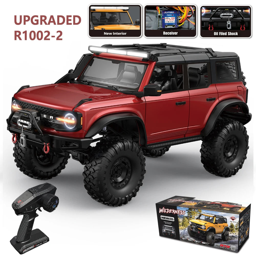 1/10 HB RC Crawler 4WD RTR Rock Off-Road Vehicle – Metal Gears, LED Lights, 2-Speed, Remote Control Truck for Adults