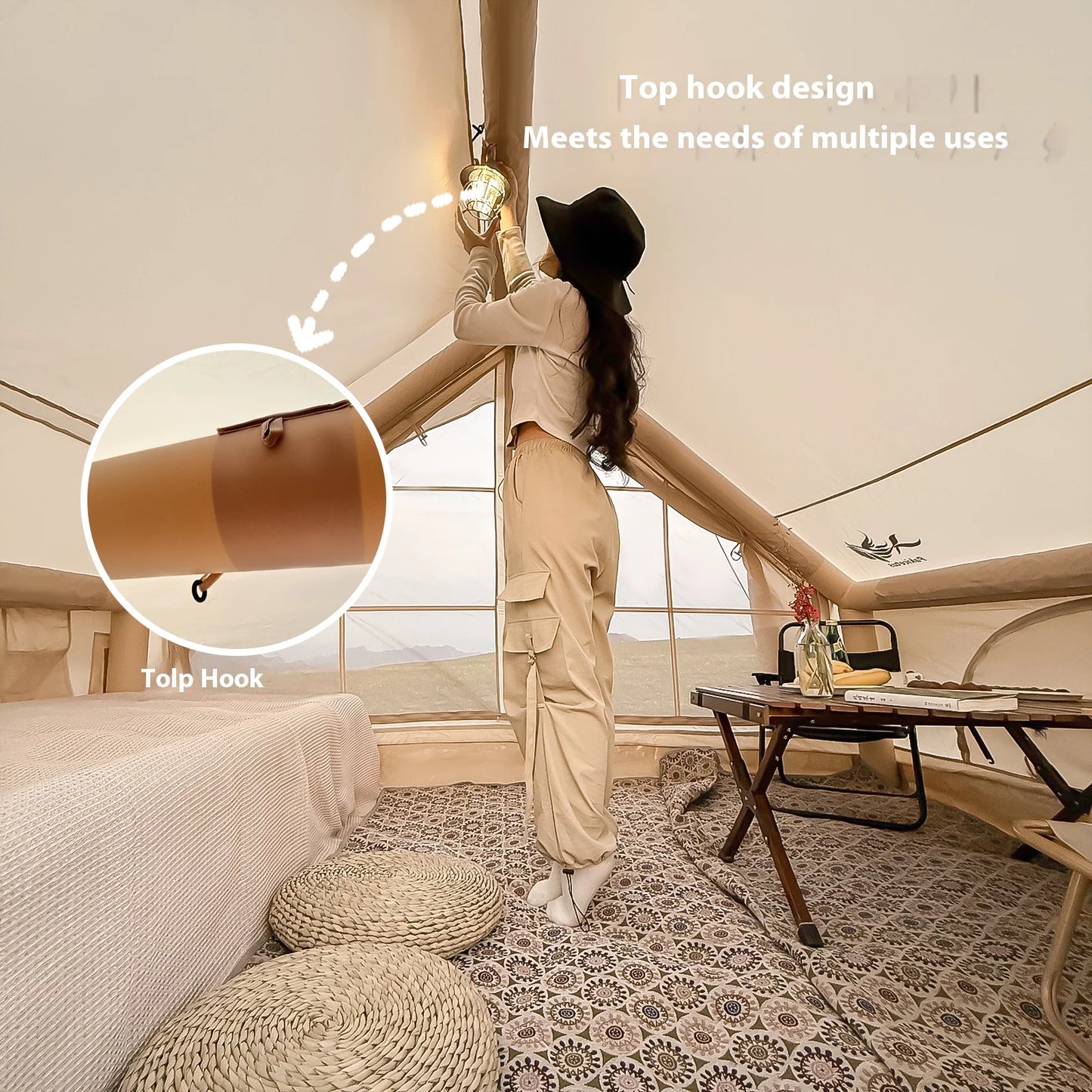 Inflatable Glamping Tent Luxury Air Tent for Camping with Stove Jack (4–8 Person)