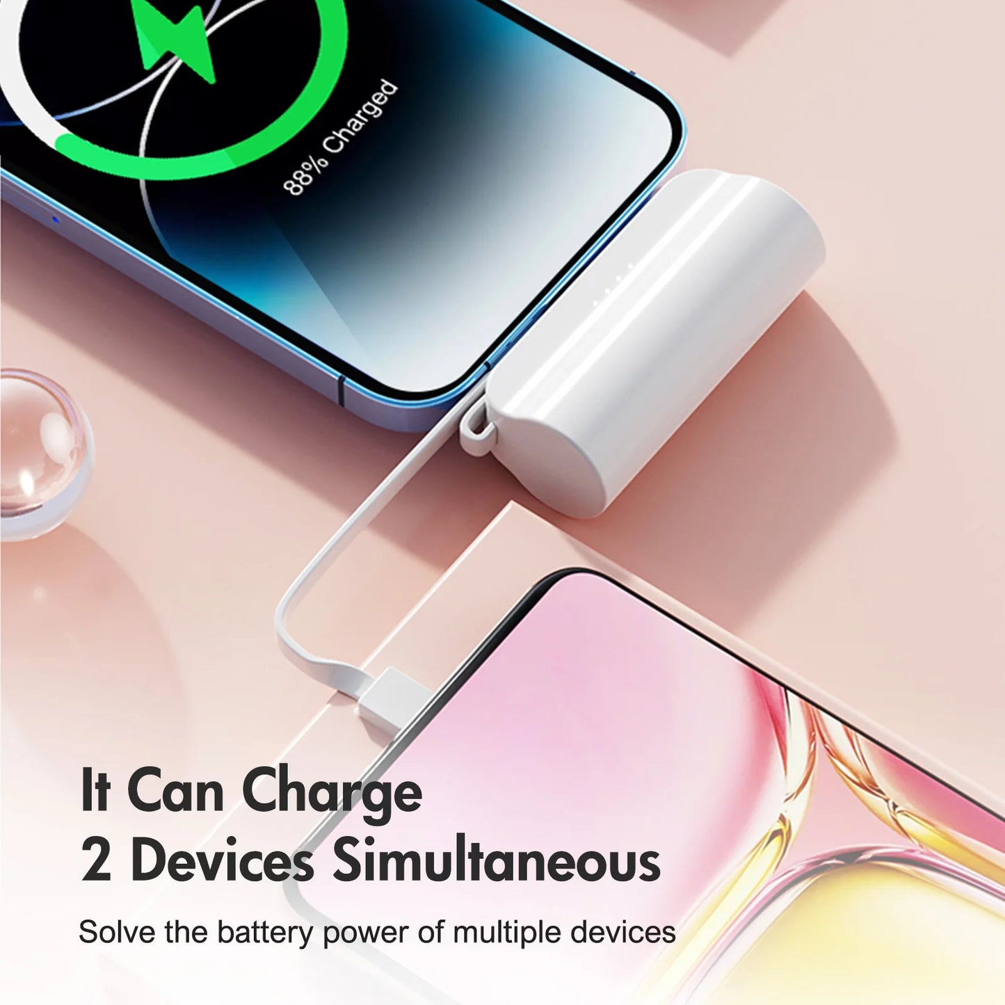 Mini Portable Power Bank 4500mAh – Capsule Charger with Dual USB-C Ports