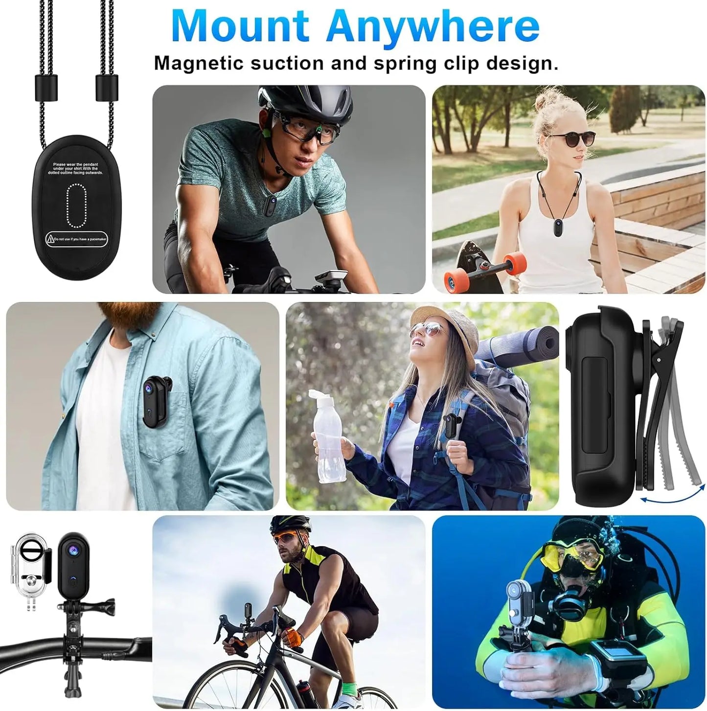 Ultra-Compact 4K Action Camera with Magnetic Mount & Waterproof Case