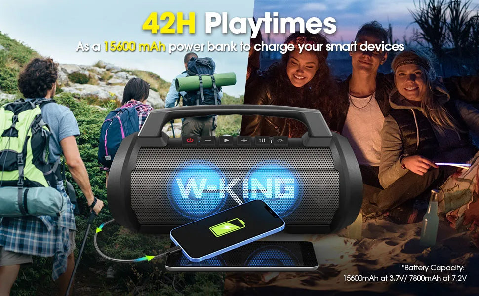 W-KING 70W RMS Bluetooth Portable Speaker,  Speaker Wireless Loud IPX6 Waterproof Bluetooth Speakers with Subwoofer/Bass Boost