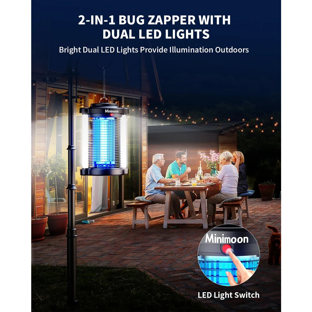 Minimoon Bug Zapper Outdoor Mosquito Zapper with Dual LED Light 4200V Electric Fly Trap