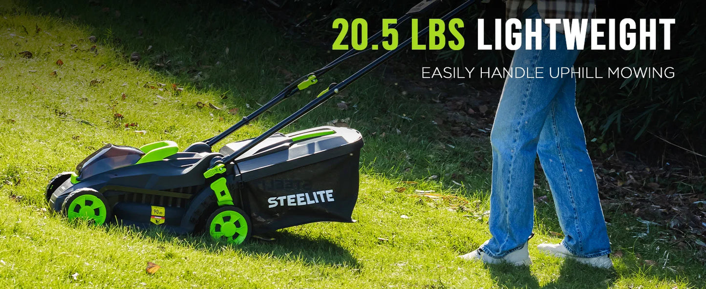 Deli 13" Electric Lawn Mower, 2-in-1 Lightweight Cordless Lawn Mower Brushless with 21V 4.0Ah Battery and Charger
