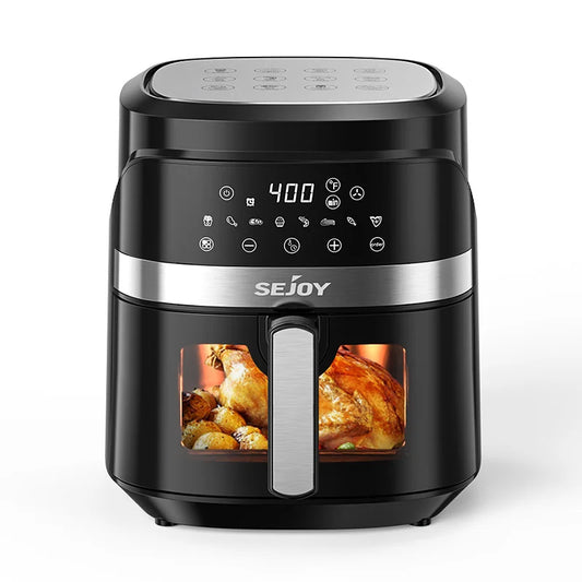 SEJOY 6QT Air Fryer Toaster Oven Combo with Visible Window, Digital Touch Control & 8 Cooking Presets -1500W