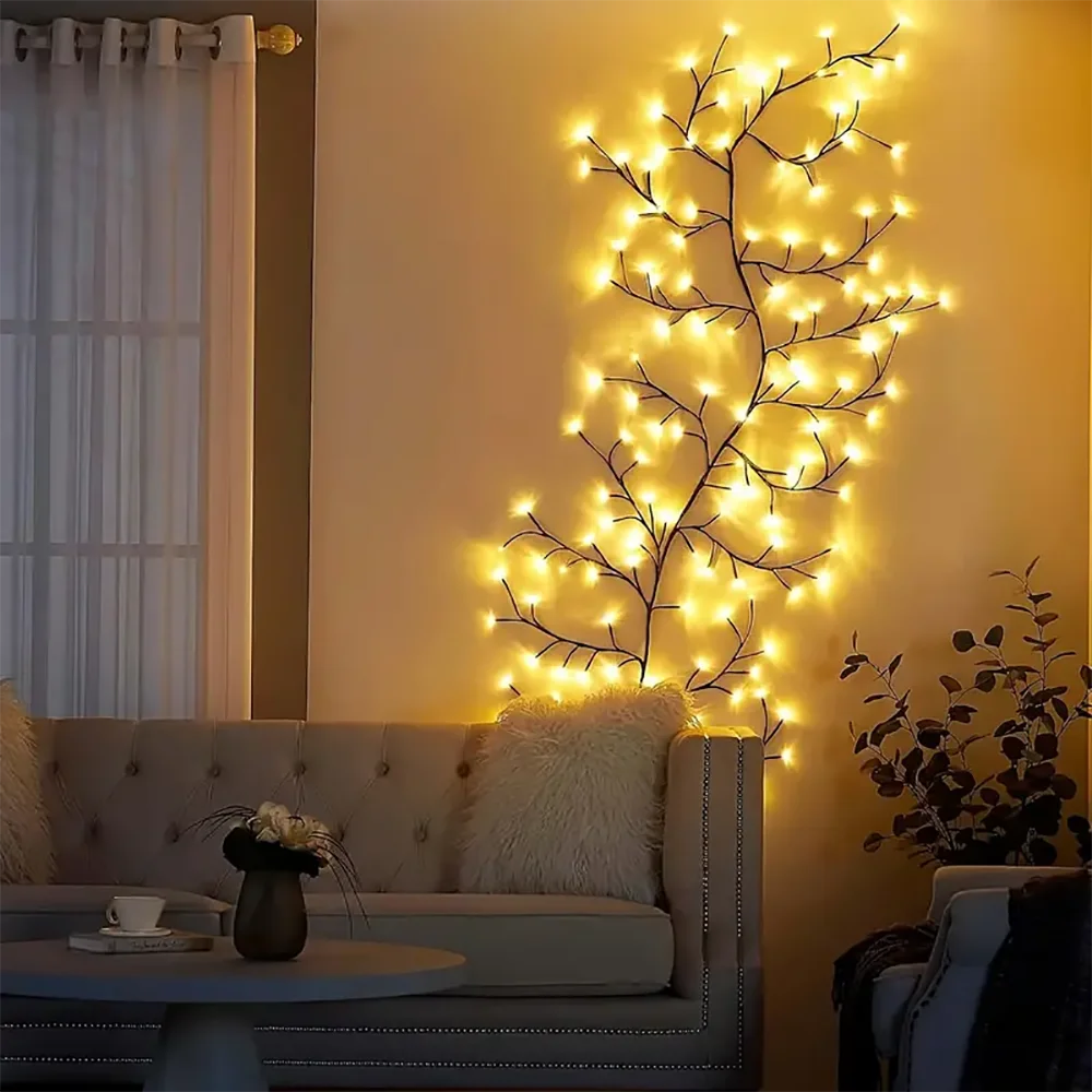 96 LED Solar Tree & Vine Wall Lamp – DIY Warm White Fairy Lights