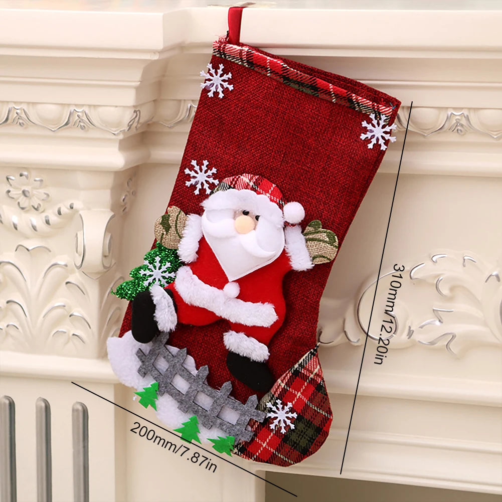 4Pcs Christmas Stockings Set – Santa, Snowman, Bear & Elk