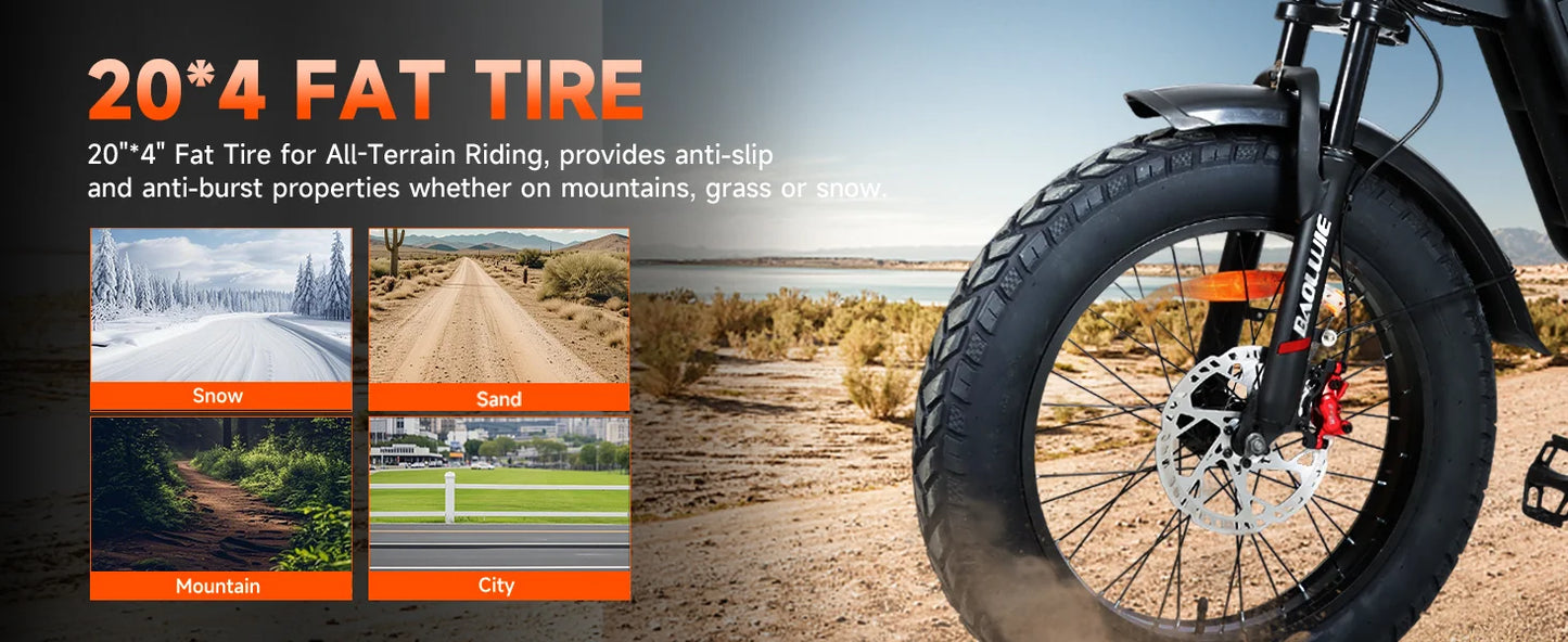 BAOLUJIE DM01 Electric Bikes – 2000W /3000W Brushless Motor, 60V 30Ah Battery, 42MPH Top Speed 16 Variants