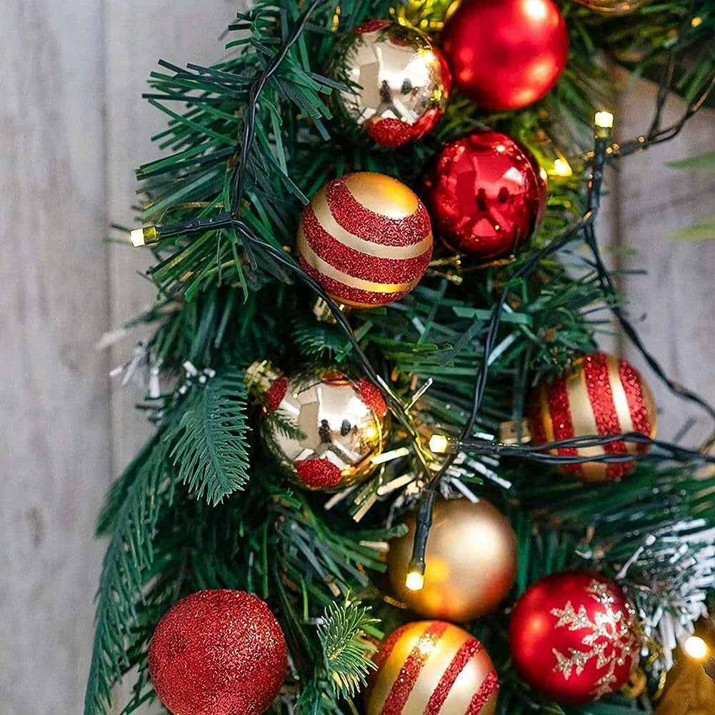 50PCS 9 Styles Red & Gold Shatterproof Christmas Ball Ornaments Set