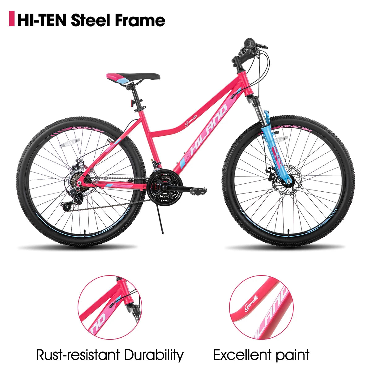 Hiland 26” Women’s Mountain Bike – Shimano 21-Speed Step-Through Bicycle