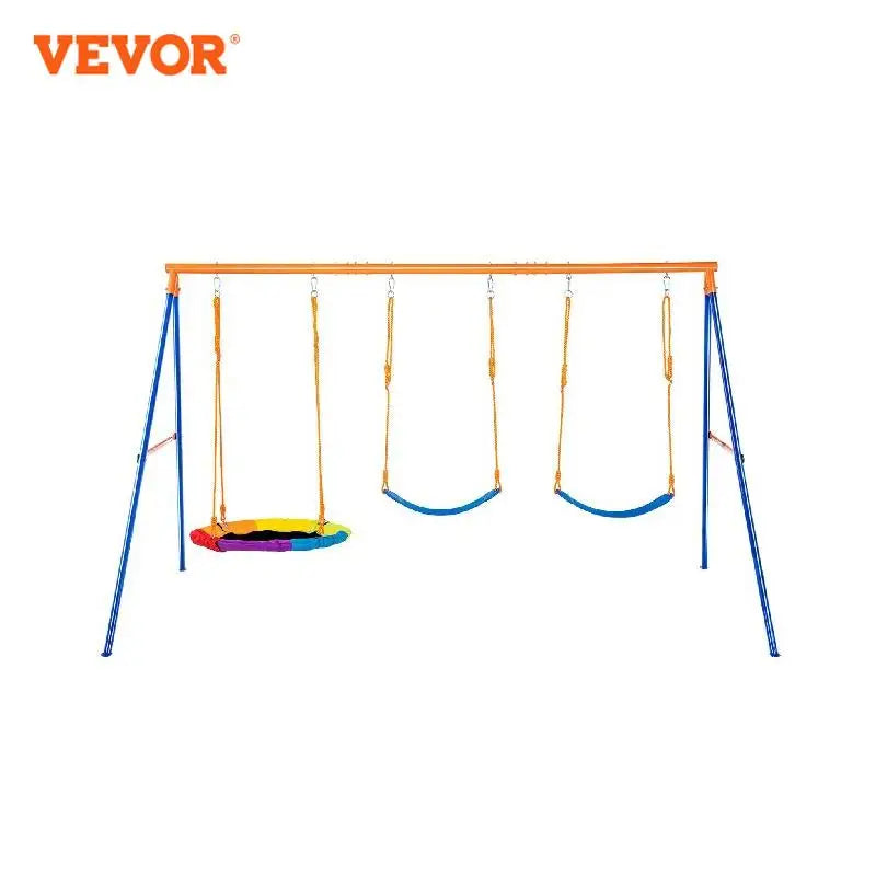 VEVOR 3-in-1 Heavy-Duty Swing Set for Backyard – 600lbs Capacity Outdoor Playset with Saucer & Belt Swings – Rust & Water Resistant, Easy Assembly for 3 Kids