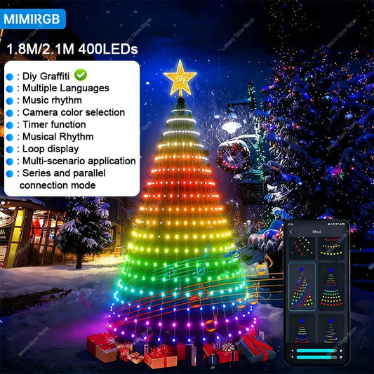 400 LEDs Remote & App Control RGB  Smart Christmas Tree Lights & Outdoor Holiday Decoration