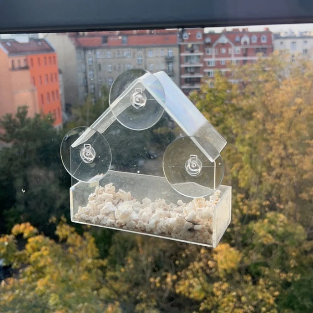Transparent Window Bird Feeder with Strong Suction Cups for Wild Birds