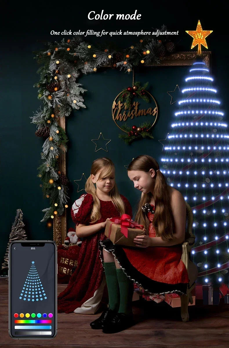 7FT 400LEDs Smart LED Dynamic RGB Color App Music Sync Timer Christmas Tree Lights