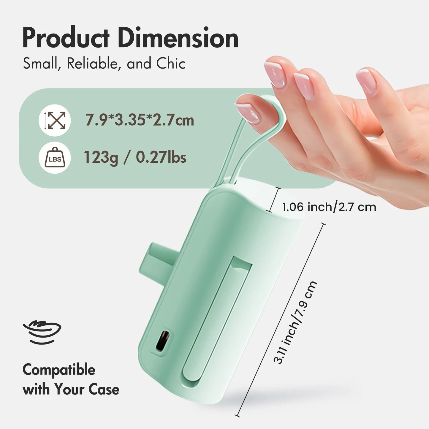 Mini Portable Power Bank 4500mAh – Capsule Charger with Dual USB-C Ports
