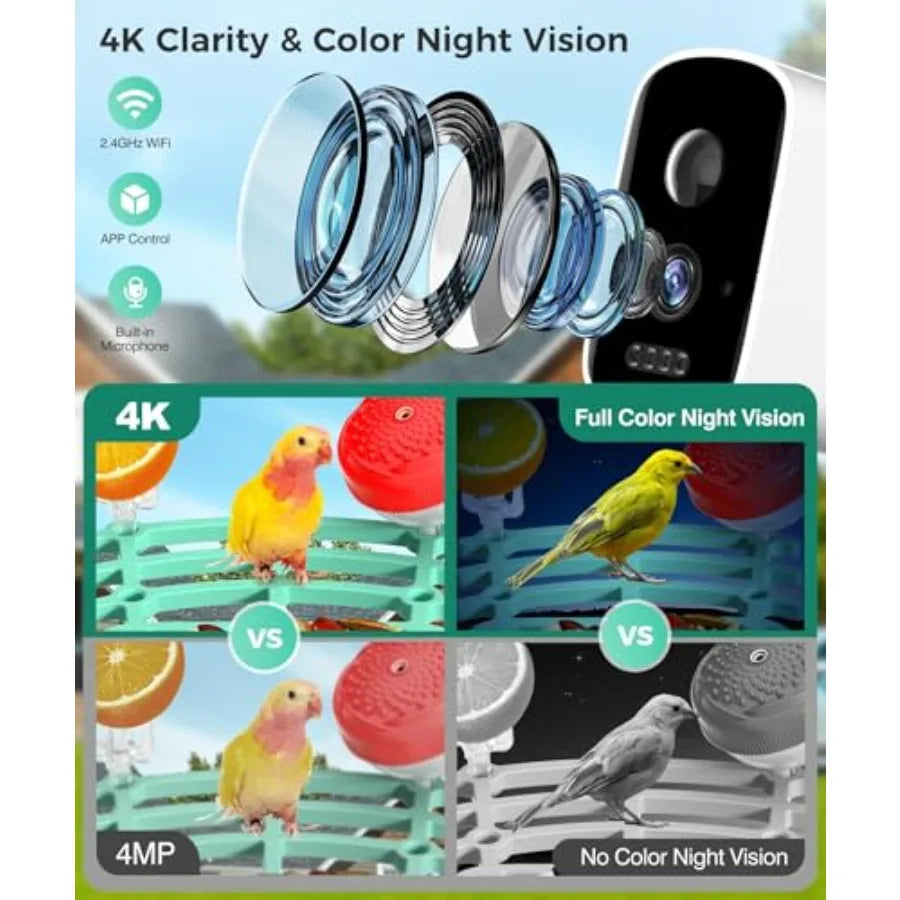 4K Smart Bird Feeder with AI Camera & Solar Power for Bird Watching