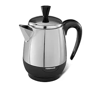 Farberware 4-Cup Electric Coffee Percolator – Stainless Steel Coffee Maker with Automatic Keep Warm & No-Drip Spout