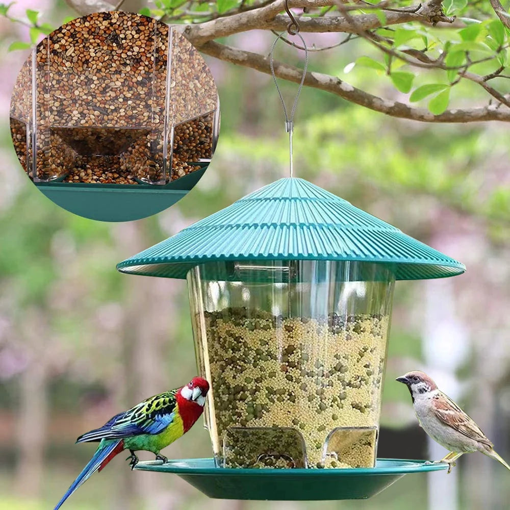 Hanging Wild Bird Feeder Transparent Seed Feeder for Outdoor Garden & Backyard