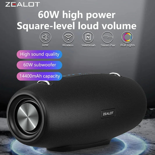 Zealot S67 Wireless Speaker with Shoulder Strap – Outdoor Waterproof Portable Speaker with Loud Stereo & Booming Bass, 40H Playtime