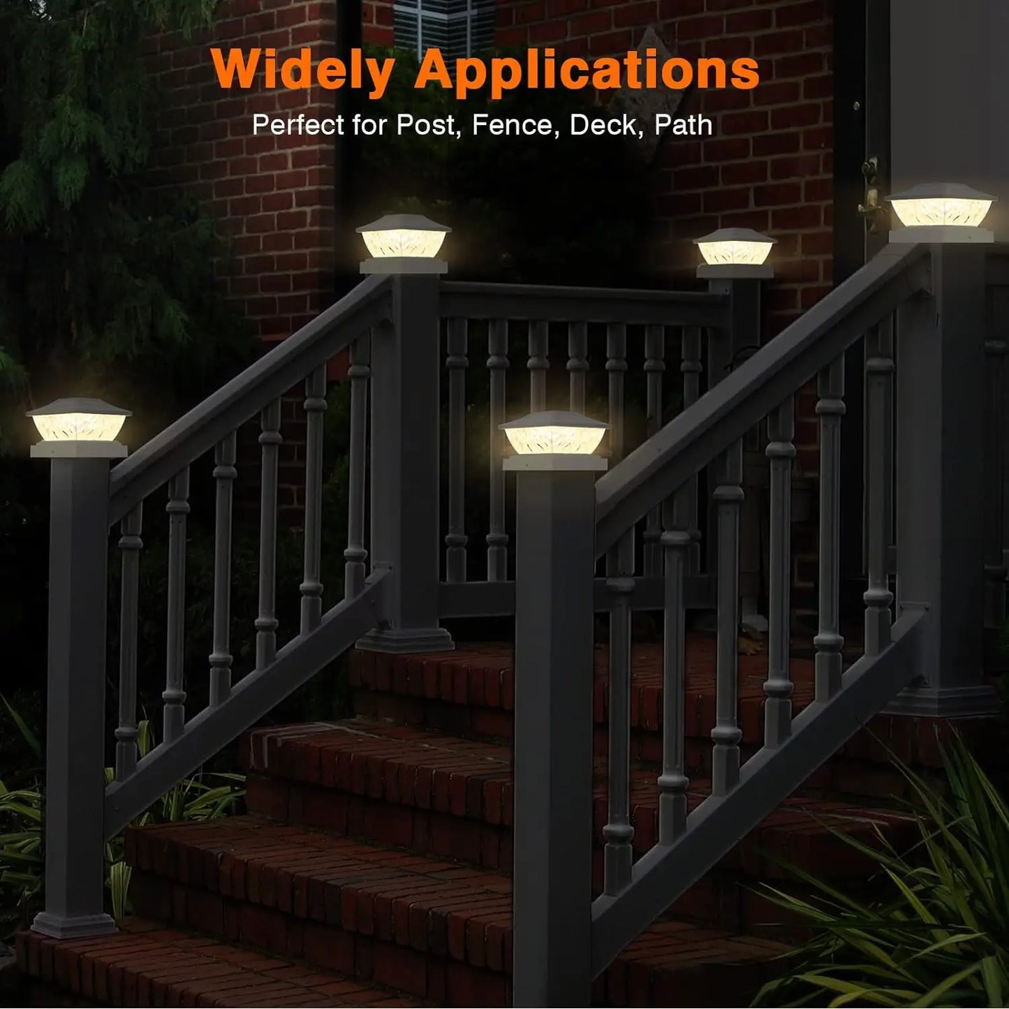 4/6/8/12 Pack 2 Mode Bright Solar Post Lights For Porches, Decks & Walkways