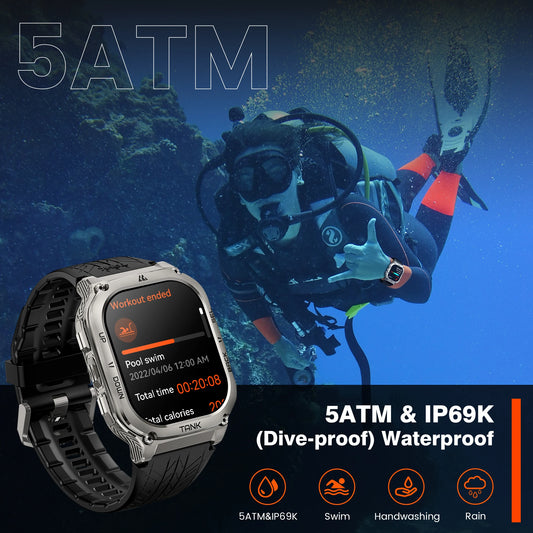 KOSPET TANK M3 Rugged Smart Watch for Men – Military Grade Durability, AMOLED Display, Bluetooth Calling & 60-Day Standby Battery