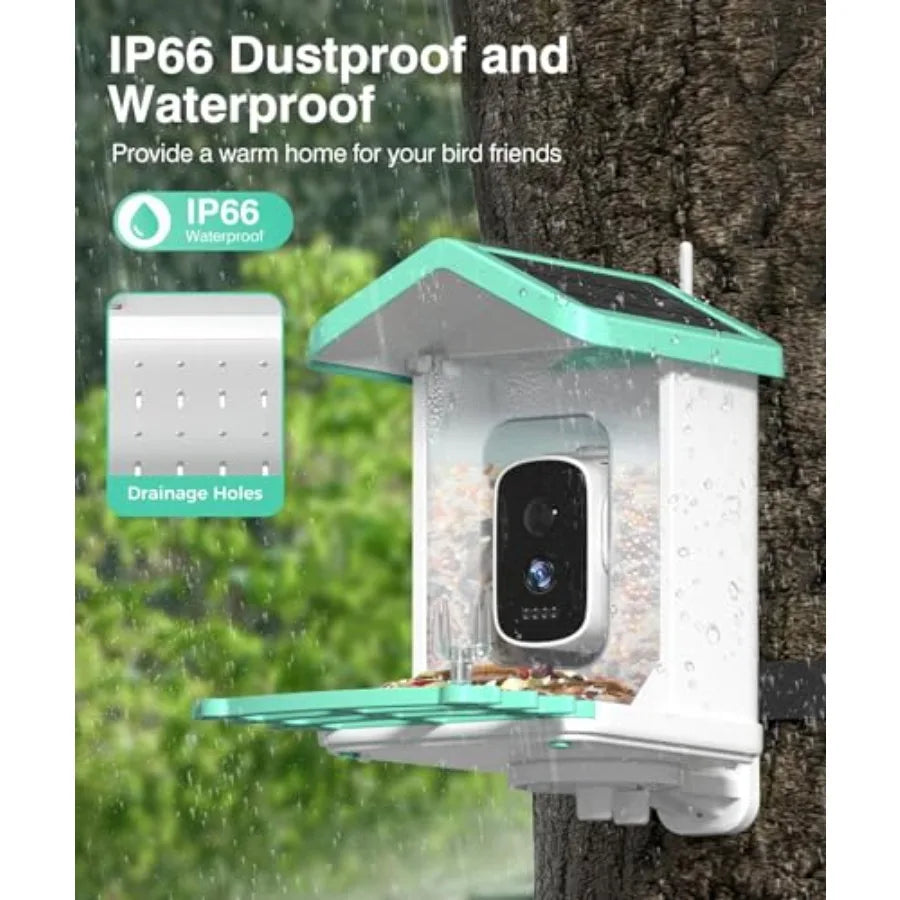 4K Smart Bird Feeder with AI Camera & Solar Power for Bird Watching