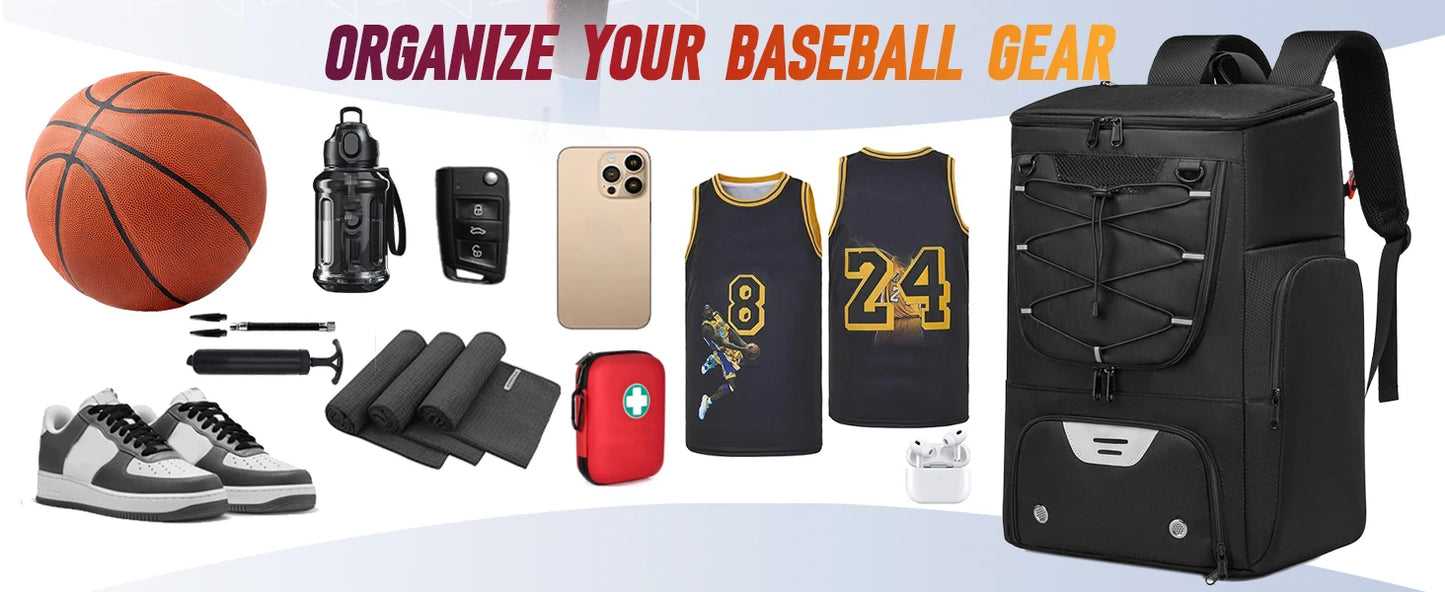 Basketball Sports Backpack with Ball, Shoe & Gear Compartments – Large Capacity & Water-Resistant