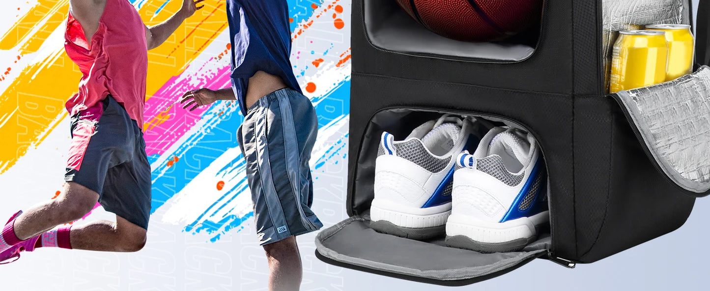 Basketball Sports Backpack with Ball, Shoe & Gear Compartments – Large Capacity & Water-Resistant