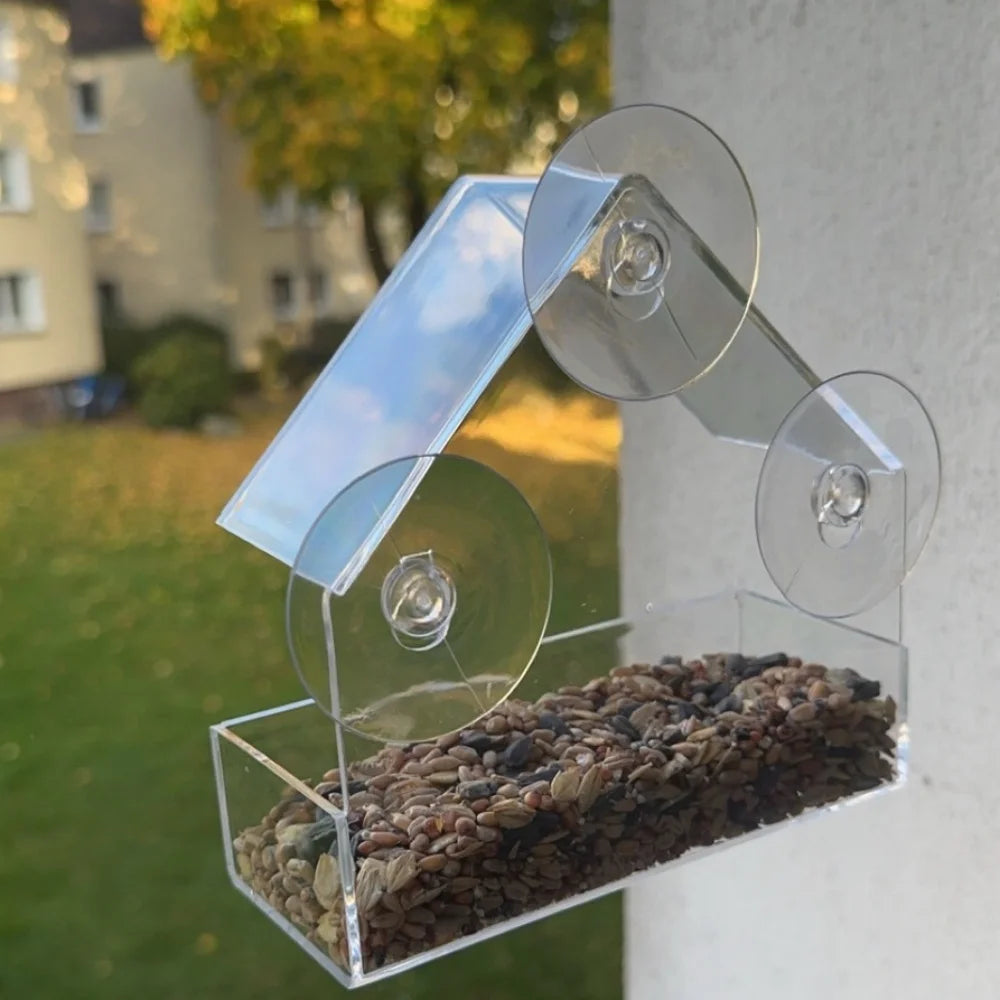 Transparent Window Bird Feeder with Strong Suction Cups for Wild Birds
