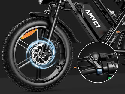 AMYET V9-G60 Electric Bike – 1000W Motor, 48V 20Ah Battery, Fat Tire E-Bike with Shimano 7-Speed & Dual Suspension