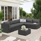 7-Piece Outdoor Patio Furniture Set – Wicker Sectional Sofa with Cushions & Glass Coffee Table