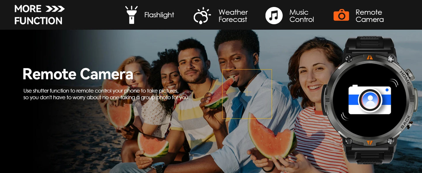 LaNikar 2024 Smart Watch for Men – Bluetooth Calling, Built-in Flashlight, 1.45” Touchscreen, Military-Grade Fitness Tracker