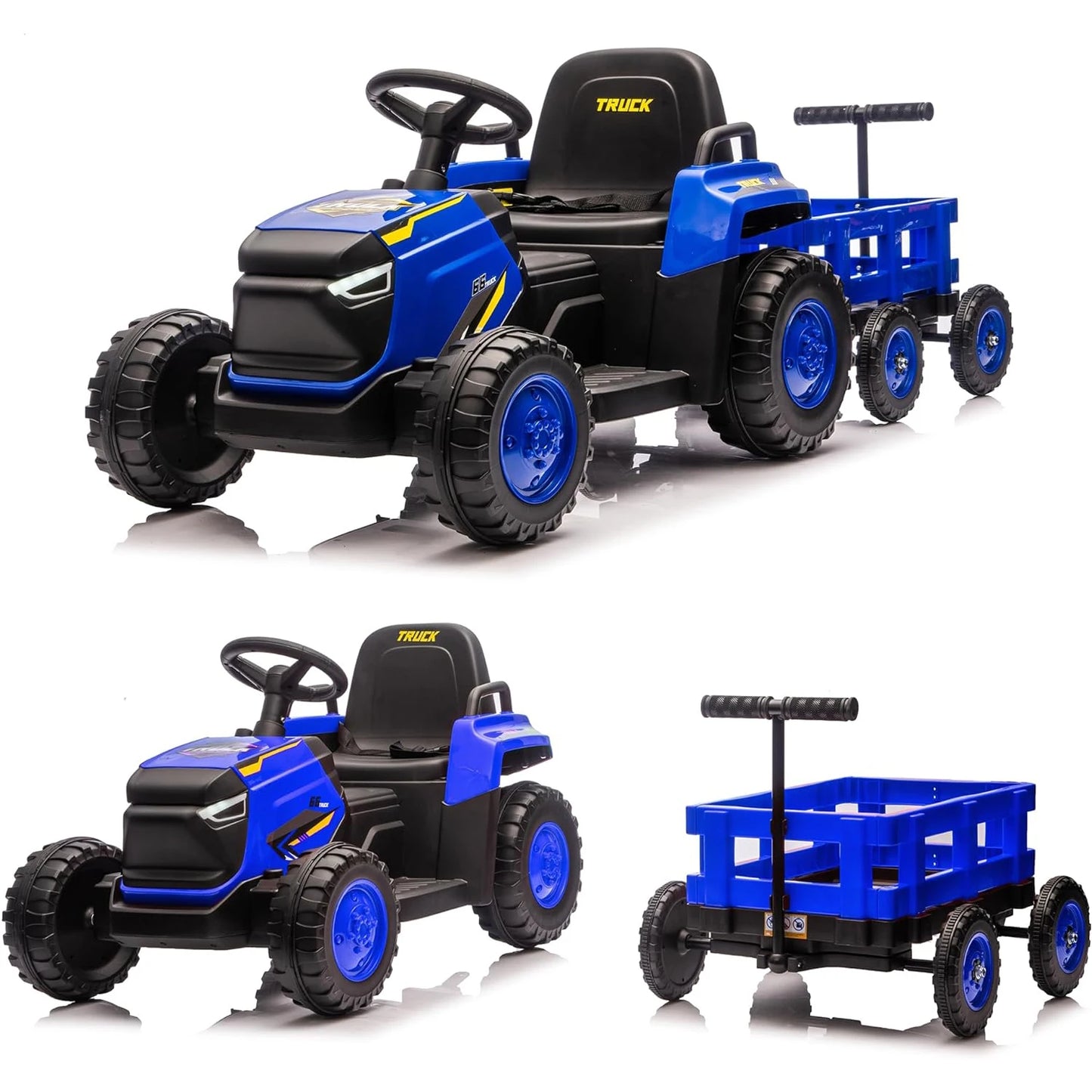 12V Ride-On Tractor with Detachable Trailer – Electric Kids' Truck with Remote Control, Bluetooth Music & 8-Wheel Design for Ages 3–8