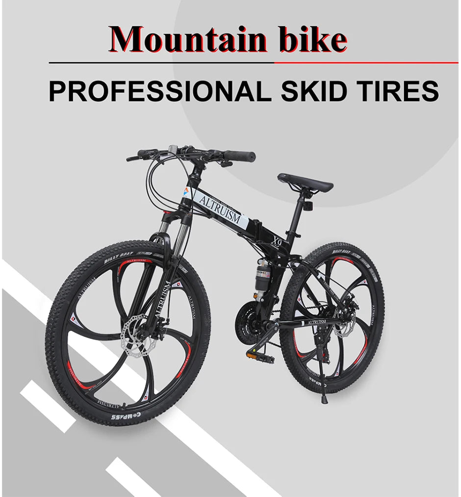 26 Inch Mountain Bike for Men & Women, 21 Speed Dual Suspension Adult Bicycle with Adjustable Disc Brake High Carbon Steel Frame