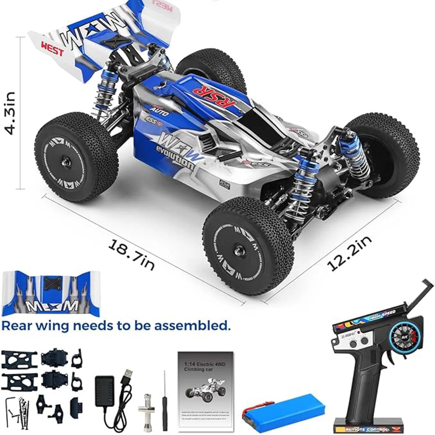 WLtoys 144011 1/14 4WD RC Car – Upgraded Brushless Off-Road Racer with 43+ MPH Speed & Metal Chassis (144001 V2)