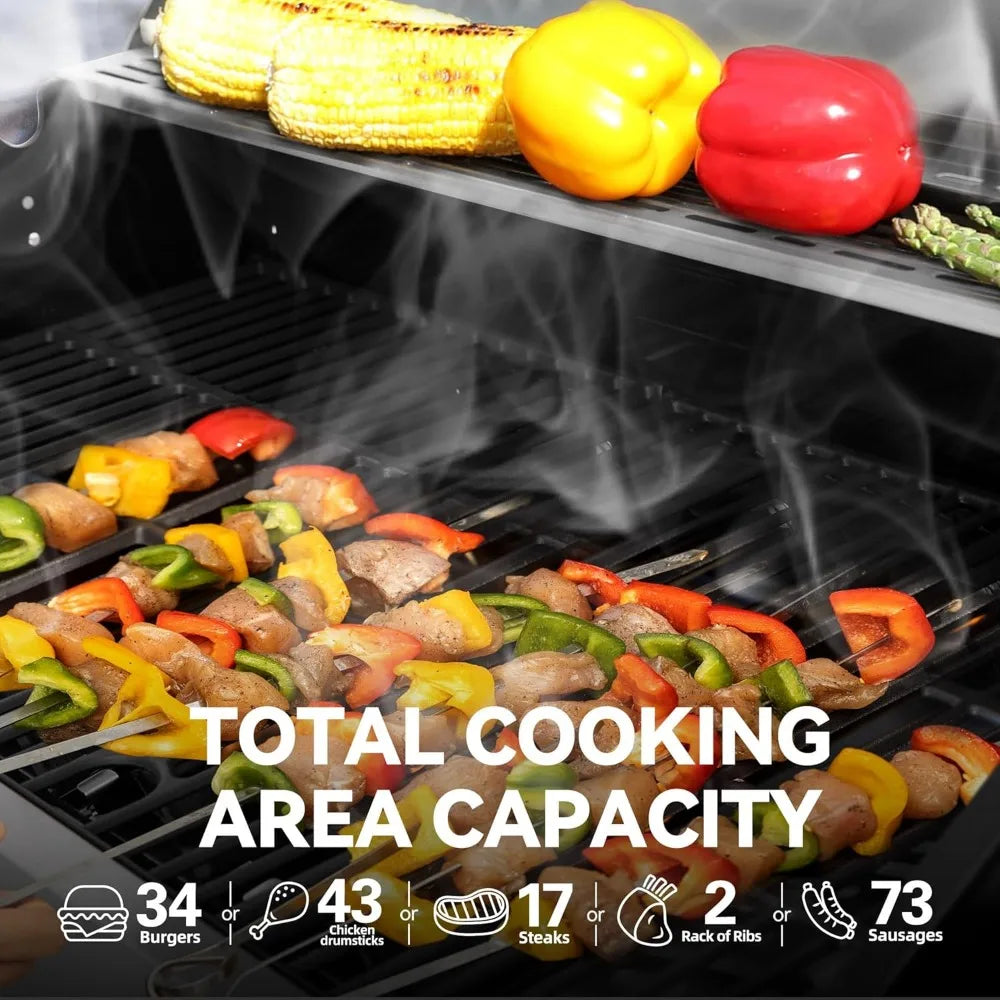 Royal Gourmet SG6002R 6-Burner Propane Grill with Sear Burner and Side Burner, Stainless Steel Cabinet Style Gas Grill