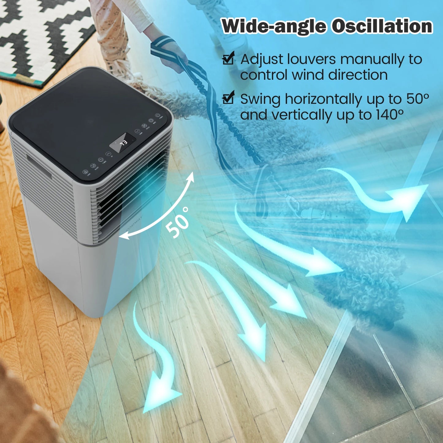 8000 BTU Portable Air Conditioner 3-in-1 Air Cooler w/Dehumidifier & Fan Mode